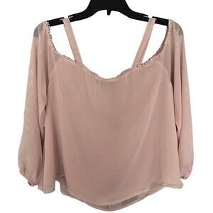 Express pastel pink lined sheer balloon sleeve off the shoulder whimsy size S